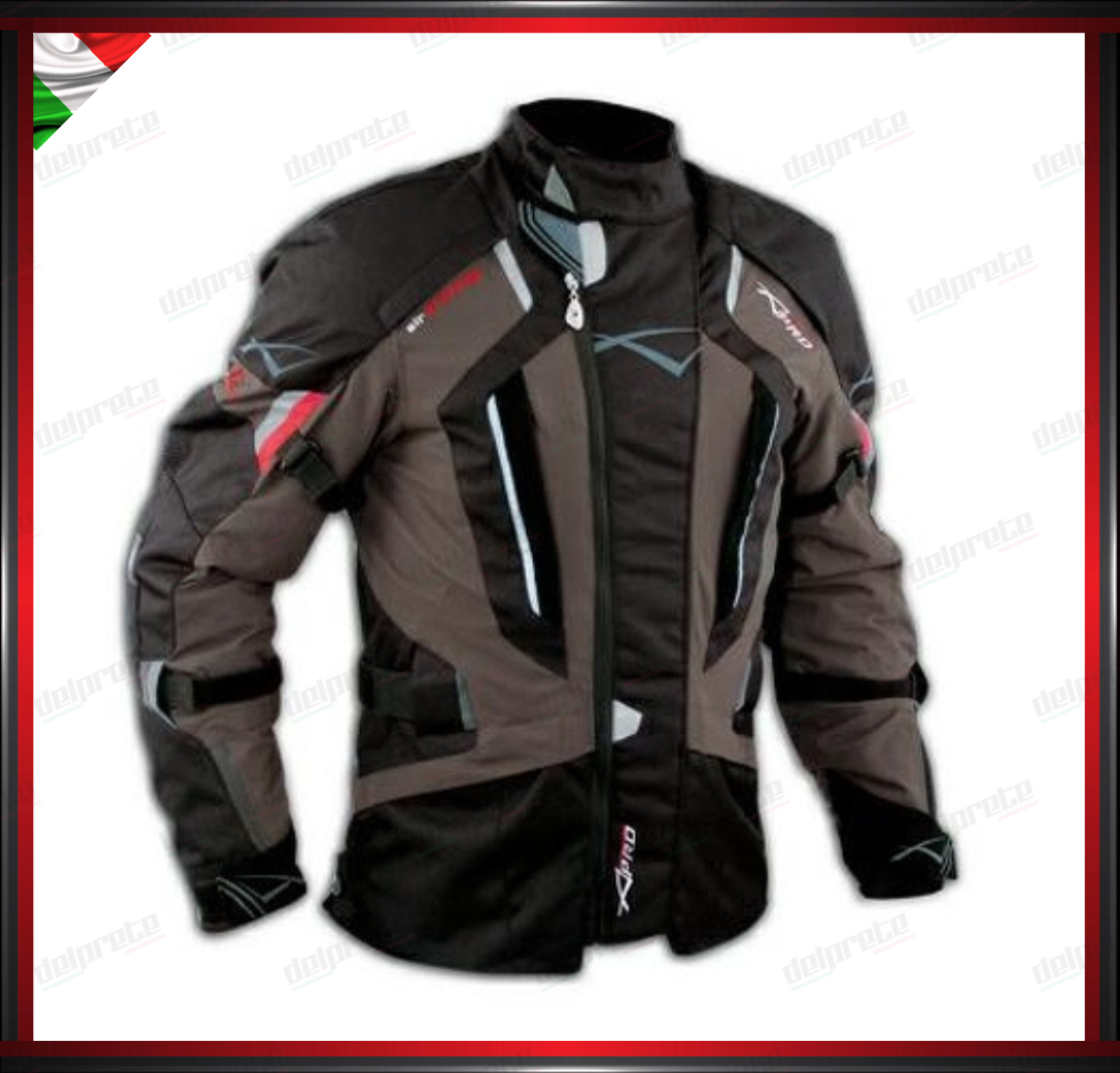 GIACCA MOTO MARRONE IN TESSUTO CORDURA IMPERMEABILE TERMICA REMOVIBILE PROTEZIONI OMOLOGATE CE