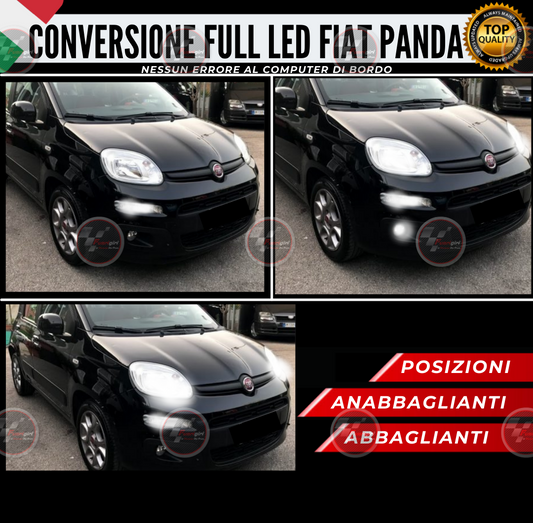 KIT CONVERSIONE FARI FULL LED 12000 LUMEN FIAT PANDA MK3 6000K CANBUS 3°SERIE