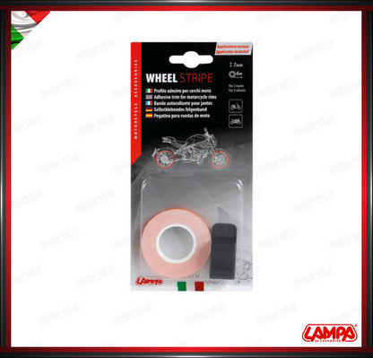 WEEL STRIPE PROFILO ADESIVO CERCHI RUOTE ARANCIONE 6 METRI PASTELLO UNIVERSALE LAMPA