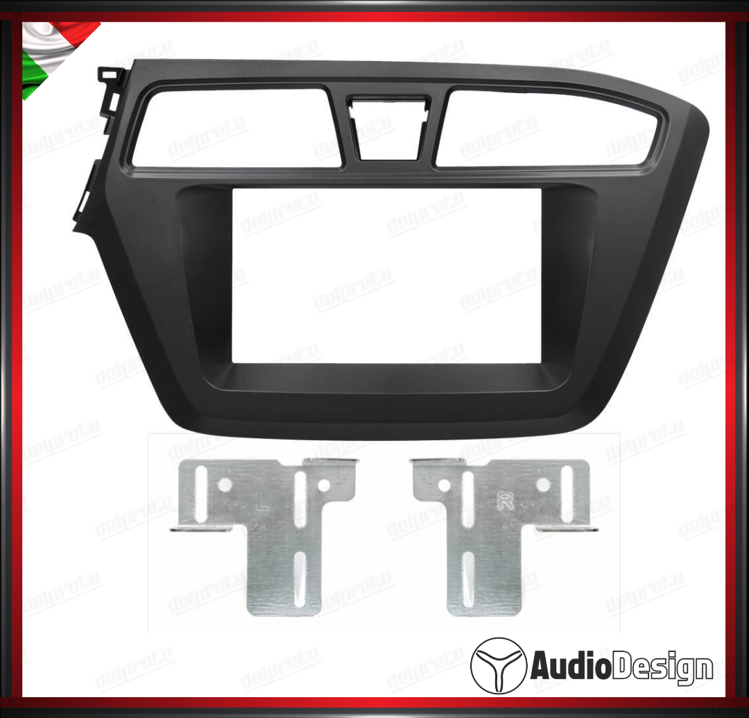 MASCHERINA 2DIN KIT MONTAGGIO AUTORADIO HYUNDAI I20 15> NERO OPACO - AUDIODESIGN