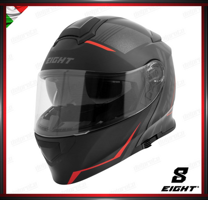 CASCO MODULARE - EIGHT DUAL FACE S550 NERO ROSSO OPACO + PINLOCK