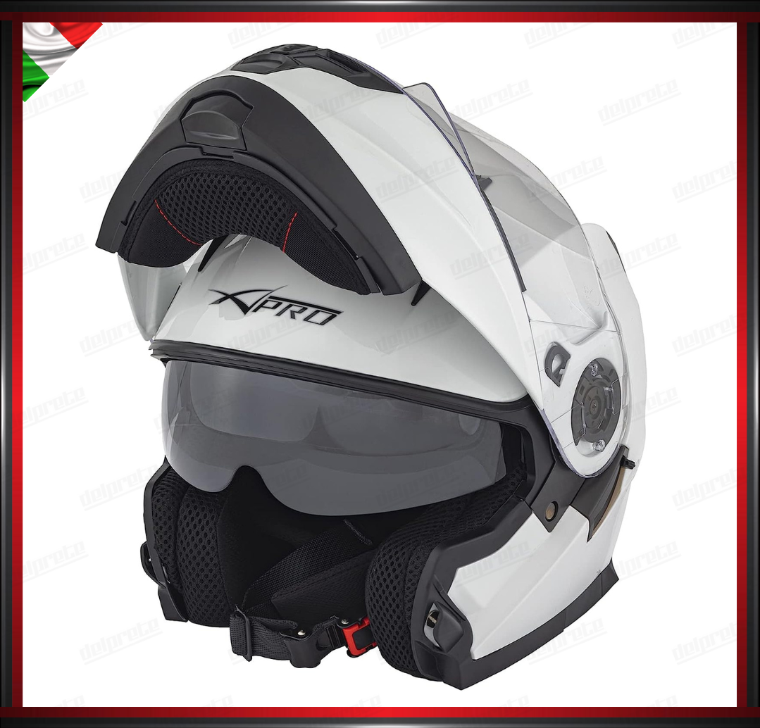 CASCO MODULARE BIANCO APRIBILE MOTO CON VISIERA PARASOLE OMOLOGATO ECE 22-05