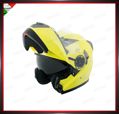 CASCO MODULARE MOTO DOPPIA VISIERA INTERNA PARASOLE FLUO OMOLOGATO ECE 22-05