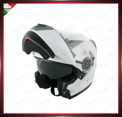 CASCO MODULARE MOTO DOPPIA VISIERA INTERNA PARASOLE BIANCO OMOLOGATO ECE 22-05