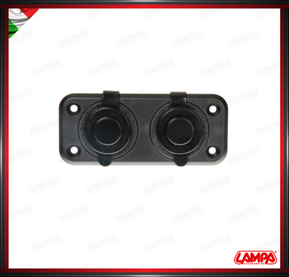 EXT-2 DOPPIA PRESA DI CORRENTE ACCENDISIGARI AD INCASSO LAMPA UNIVERSALE - 12/24V