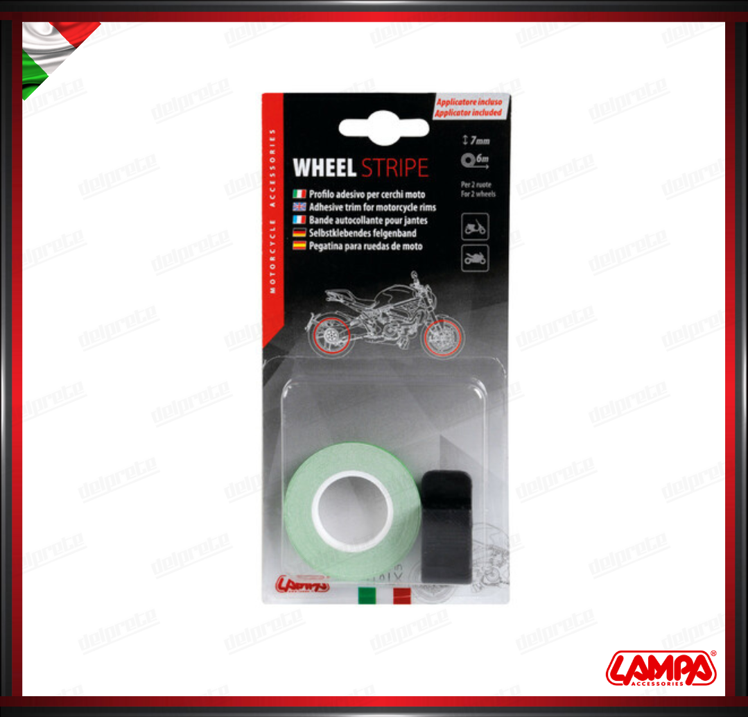 WEEL STRIPE PROFILO ADESIVO CERCHI RUOTE VERDE 6 METRI PASTELLO UNIVERSALE LAMPA