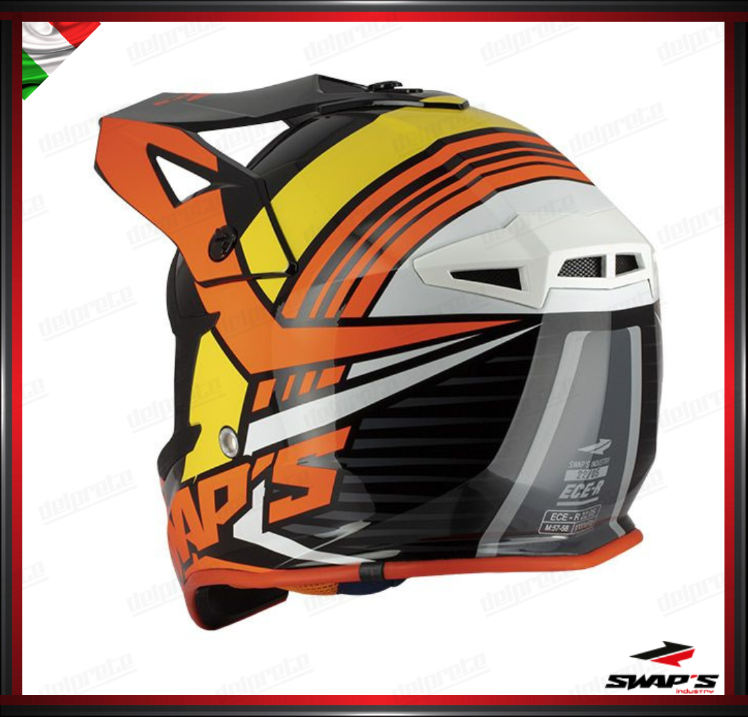 CASCO ENDURO CROSS - SWAPS BLUR S818 ARANCIONE NERO ROSSO LUCIDO