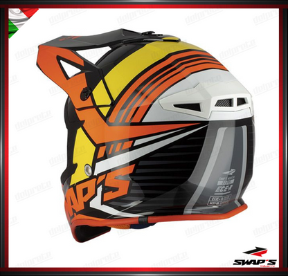 CASCO ENDURO CROSS - SWAPS BLUR S818 ARANCIONE NERO ROSSO LUCIDO