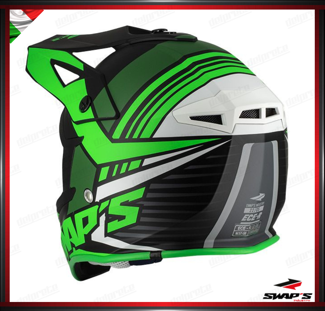 CASCO ENDURO CROSS - SWAPS BLUR S818 NERO VERDE OPACO