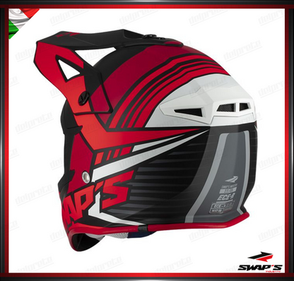 CASCO ENDURO CROSS - SWAPS BLUR S818 NERO ROSSO OPACO