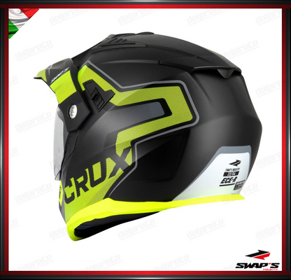 CASCO ENDURO - SWAPS S789 CRUX NERO GIALLO OPACO DOPPIA VISIERA