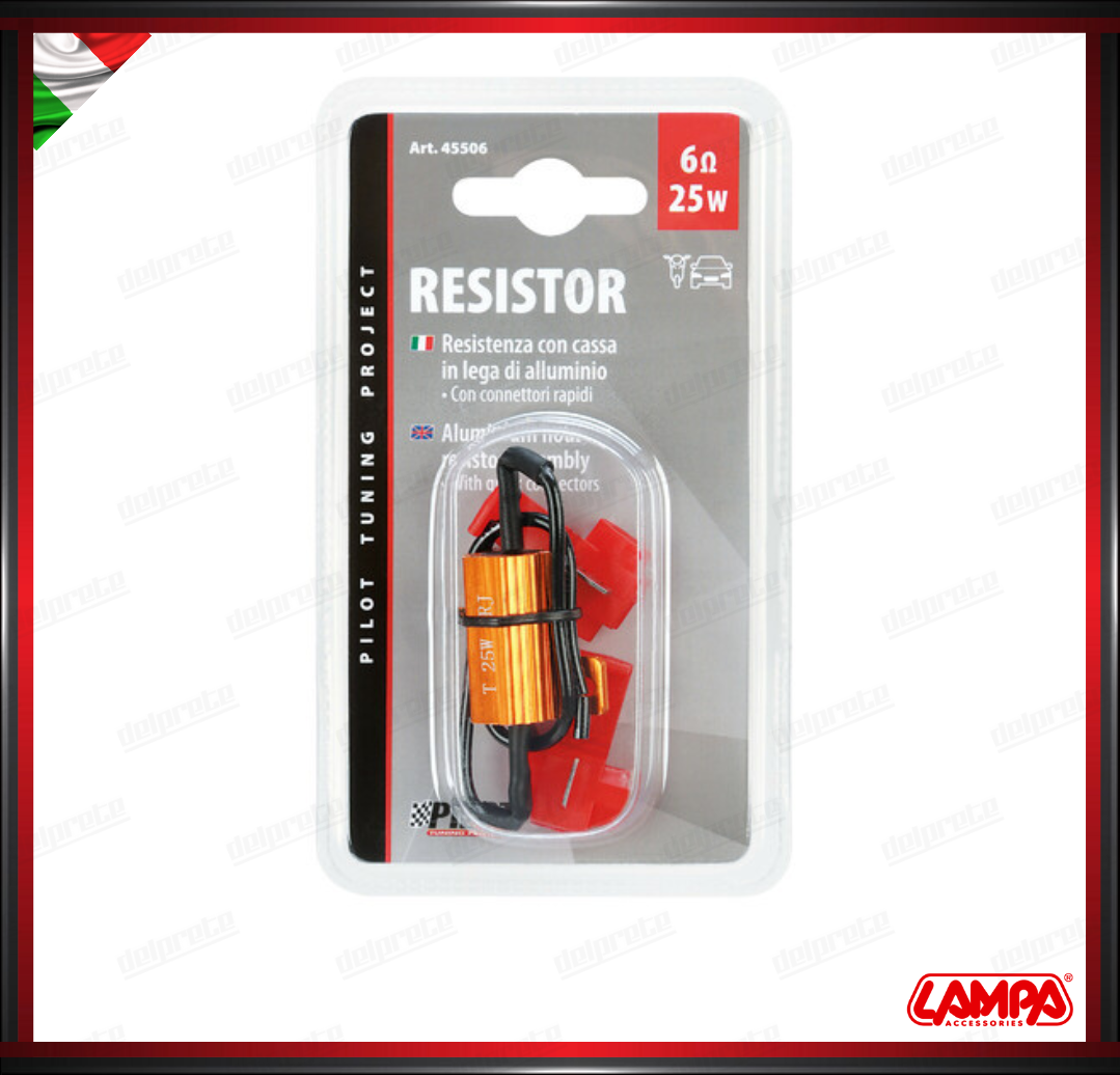 RESISTENZA CEMENTATA MOTO SCOOTER - 6 OHM - 25 W ISTALLAZIONE FRECCE INDICATORI DI DIREZIONE A LED