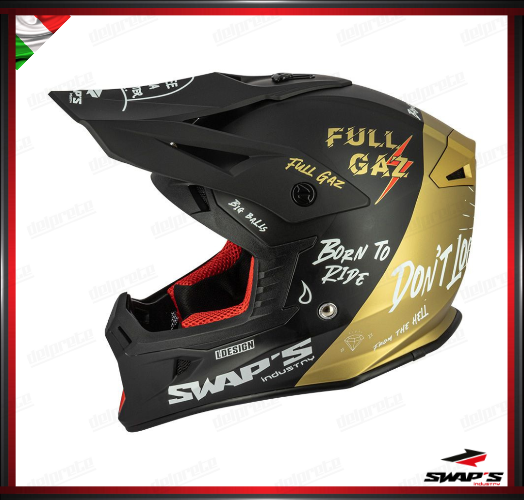 CASCO ENDURO CROSS - SWAPS S818 NERO ORO OPACO