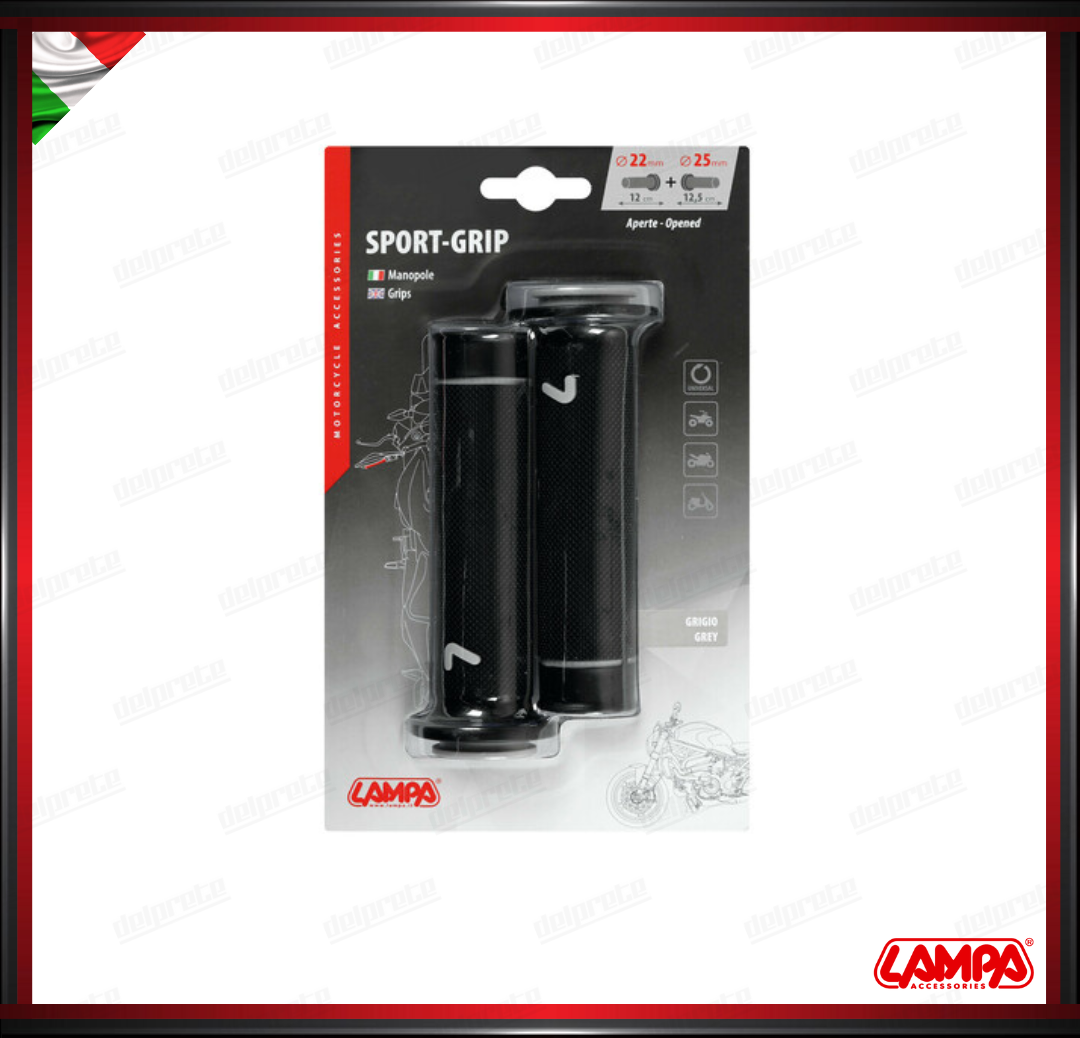 SPORT GRIP MANOPOLE MOTO NERO GRIGIO SCOOTER UNIVERSALI LAMPA TERMOPLASTICA TEXTURE