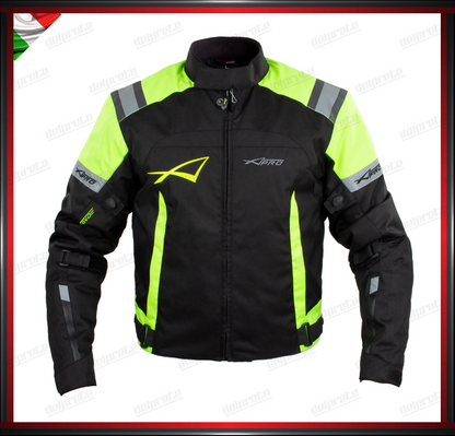 GIACCA MOTO FLUO IN TESSUTO CORDURA INTERNO SFODERABILE PROTEZIONI CE ESTIVA