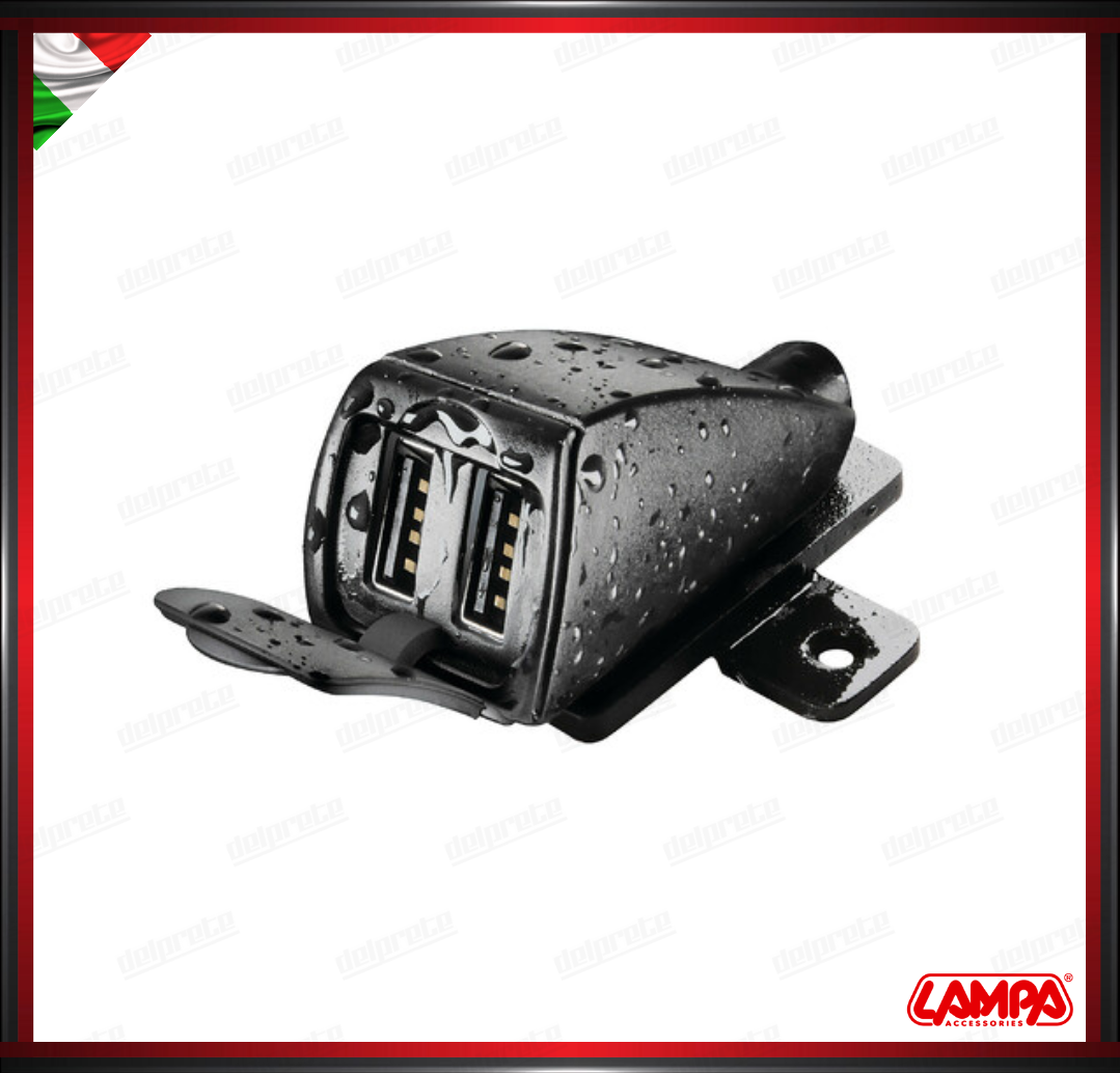 USB-FIX TREK 2 LAMPA DOPPIO CARICATORE USB MOTO MANUBRIO RESISTENTE ALL'ACQUA - 5400 MA ULTRA FAST CHARGE