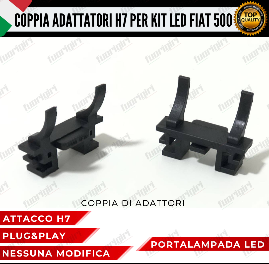 COPPIA ADATTATORI PORTALAMAPDE PORTA LAMPADE PER KIT LED H7 FIAT 500 CINQUECENTO