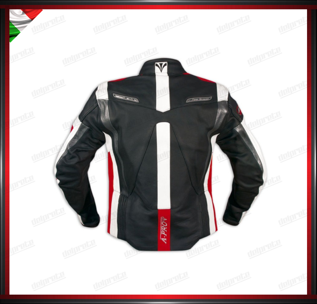 GIACCA MOTO IN PELLE CON PROTEZIONI CE RACING GILET ESTRAIBILE TRASPIRANTE ROSSO