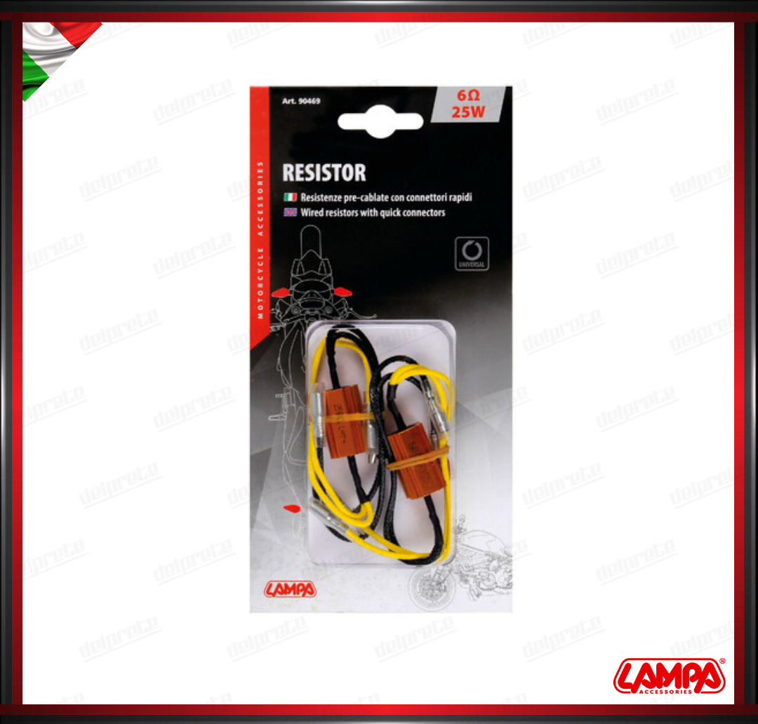 COPPIA RESISTENZE INDICATORI DI DIREZIONE FRECCE LAMPA CONNETTORI RAPIDI - 12V - 6 OHM - 25 W