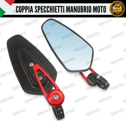 SPECCHIETTI RETROVISORI MANUBRIO COPPIA PER MOTO SCOOTER BAR END ROSSO CAFE RACER