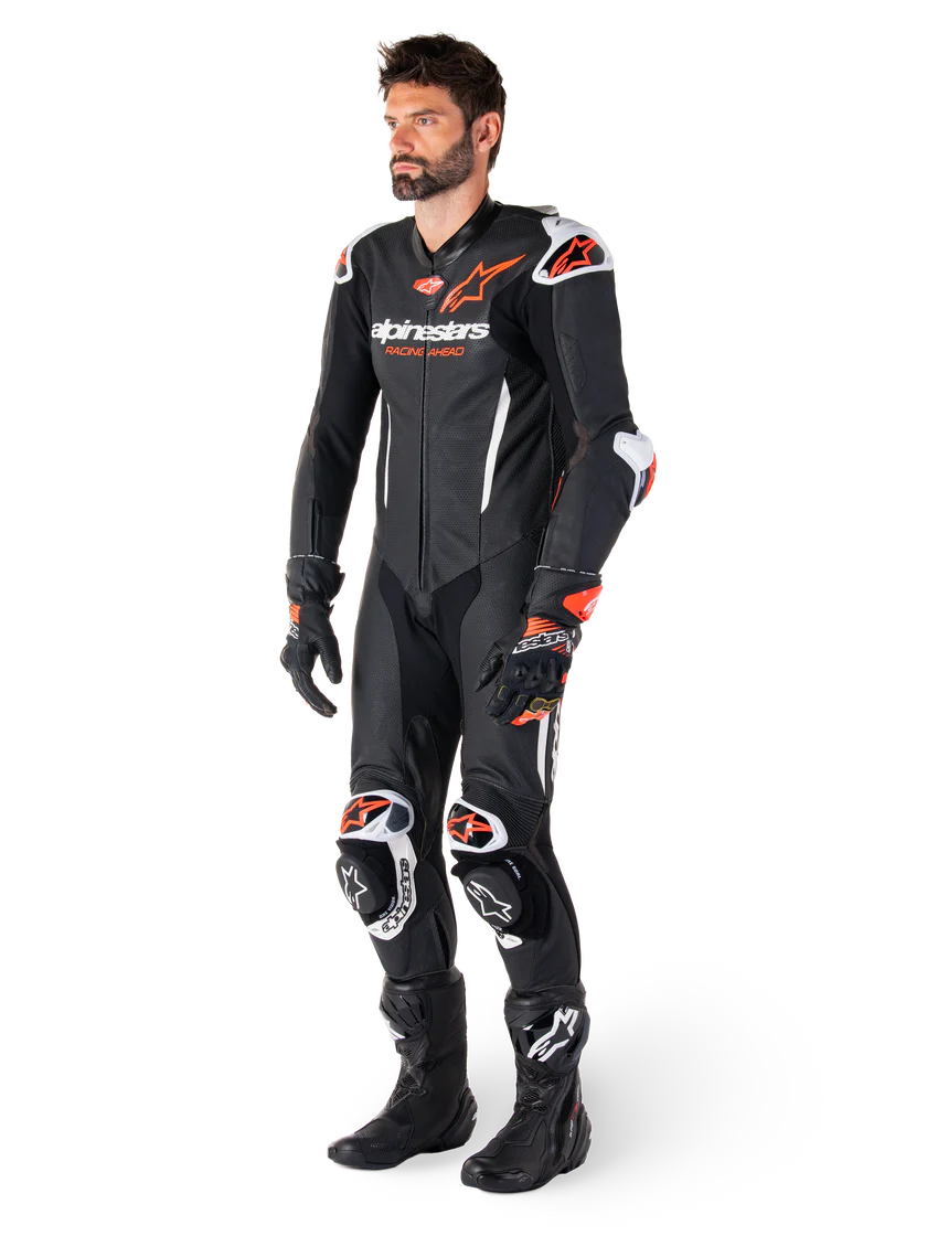 ALPINESTARS - TUTA IN PELLE GP-R7 - 1 PEZZO UOMO INTERA NERO BIANCO E ROSSO