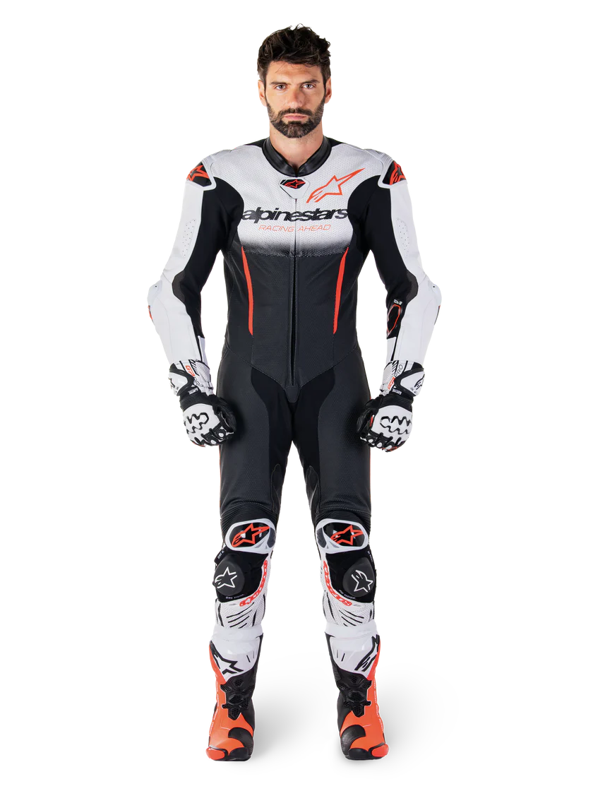 ALPINESTARS - TUTA IN PELLE GP-R7 - 1 PEZZO UOMO INTERA NERO BIANCO E ROSSO