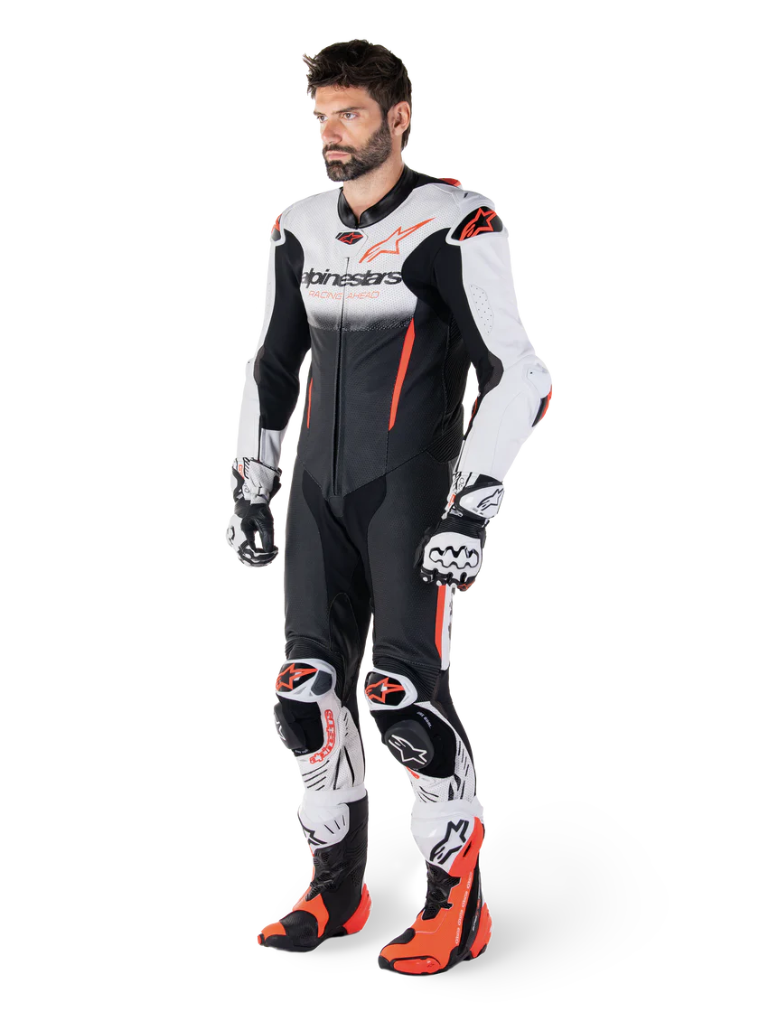 ALPINESTARS - TUTA IN PELLE GP-R7 - 1 PEZZO UOMO INTERA NERO BIANCO E ROSSO