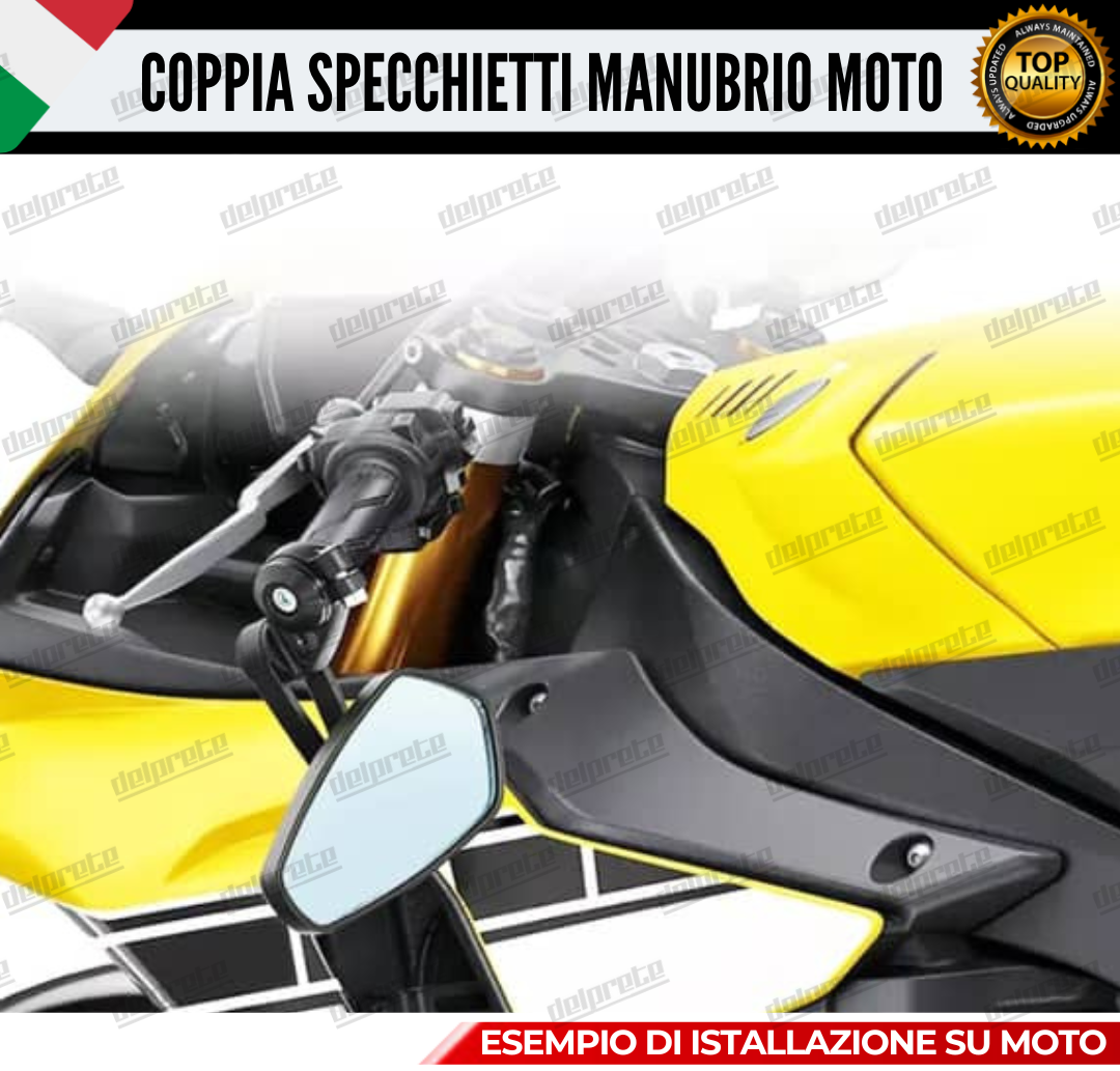 SPECCHIETTI RETROVISORI MANUBRIO COPPIA PER MOTO SCOOTER BAR END ORO CAFE RACER