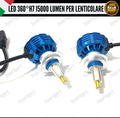 KIT FULL LED H7 360° GRADI 15000L CANBUS SPECIFICO PER FARI LENTICOLARI BIANCO