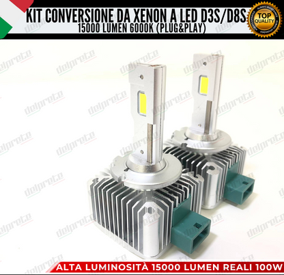 LAMPADE D3S / D8S KIT FULL LED DA XENON A LED 15000 LUMEN 6000K CANBUS NO ERRORE