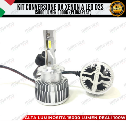 LAMPADE D2S KIT FULL LED DA XENON A LED 15000 LUMEN 6000K CANBUS NO ERRORE