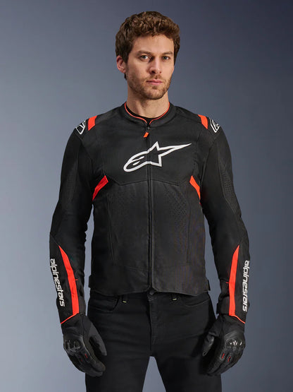 ALPINESTARS - GIACCA MOTO UOMO T-SPS AIR V2 NERO E ROSSO IN TESSUTO CON PROTEZIONI