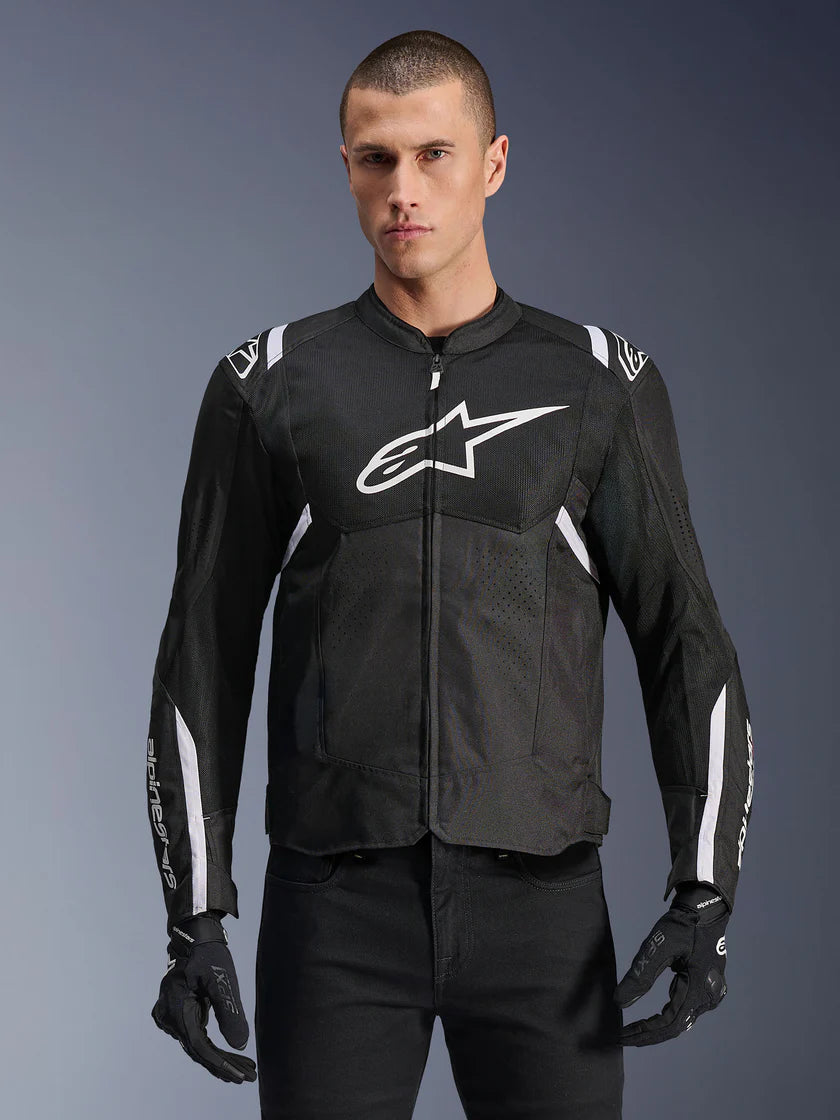 ALPINESTARS - GIACCA MOTO UOMO T-SPS AIR V2 BIANCO E NERO IN TESSUTO CON PROTEZIONI