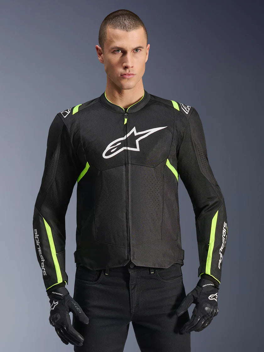 ALPINESTARS - GIACCA MOTO UOMO T-SPS AIR V2 NERO E GIALLO IN TESSUTO CON PROTEZIONI