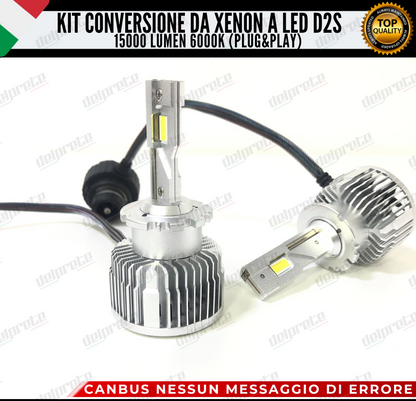 LAMPADE D2S KIT FULL LED DA XENON A LED 15000 LUMEN 6000K CANBUS NO ERRORE