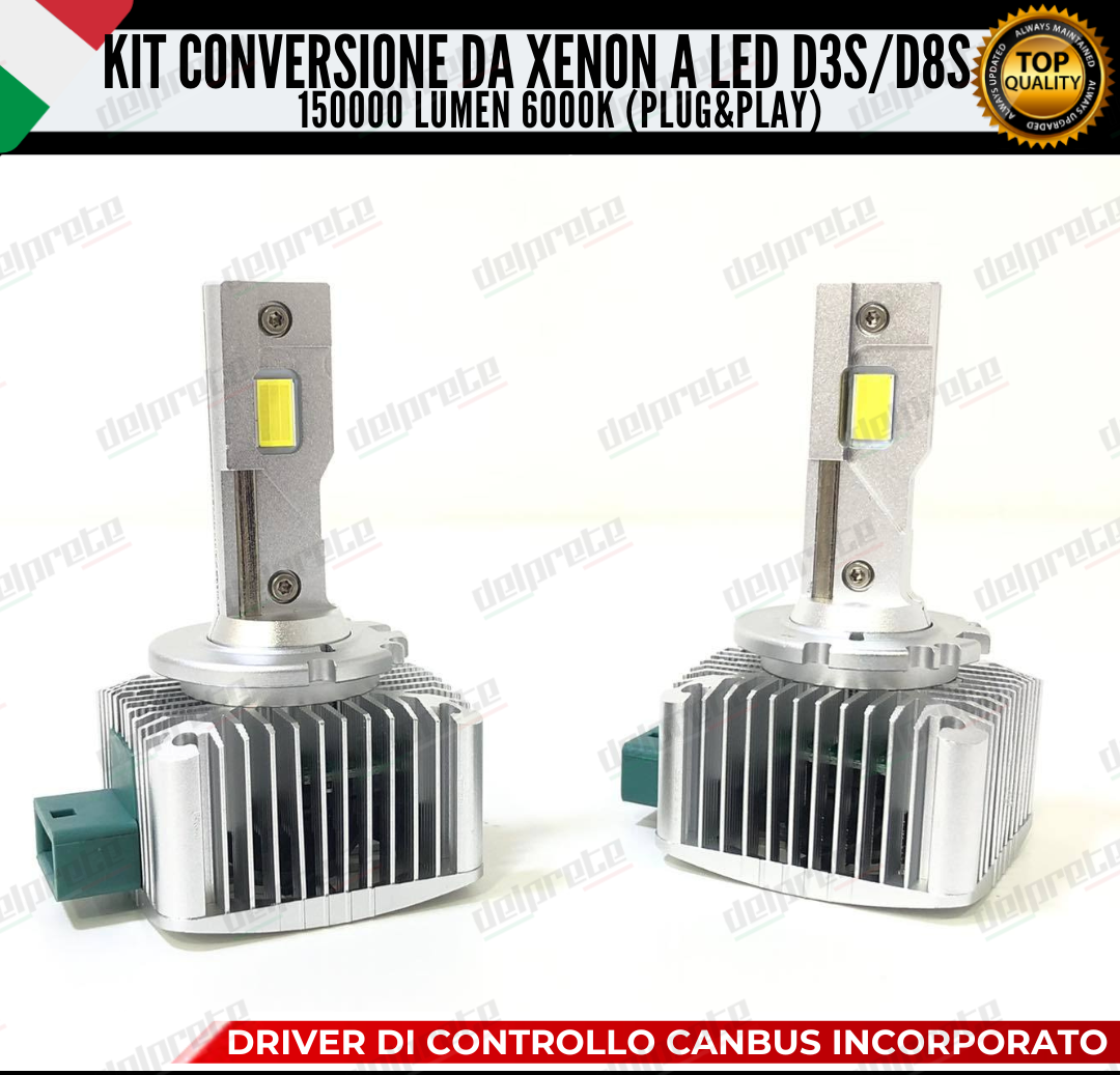 LAMPADE D3S / D8S KIT FULL LED DA XENON A LED 15000 LUMEN 6000K CANBUS NO ERRORE