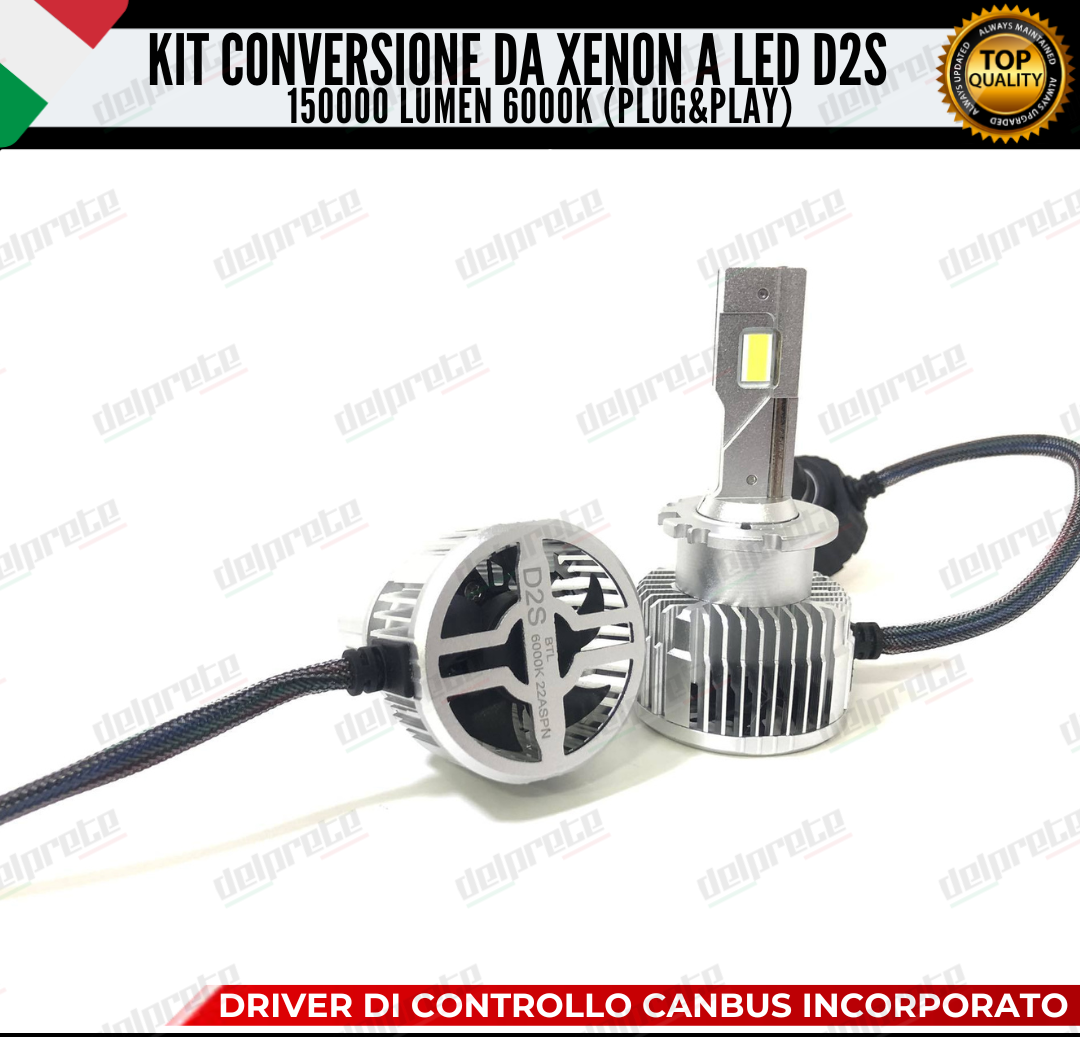 LAMPADE D2S KIT FULL LED DA XENON A LED 15000 LUMEN 6000K CANBUS NO ERRORE