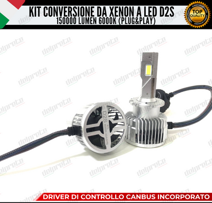 LAMPADE D2S KIT FULL LED DA XENON A LED 15000 LUMEN 6000K CANBUS NO ERRORE