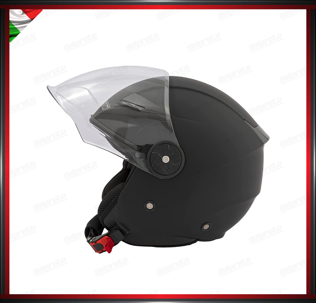 CASCO JET CITY MOTO SCOOTER NERO OPACO CON VISIERA LUNGA OMOLOGATO ECE 22-05