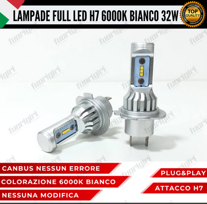 KIT FULL LED FIAT MULTIPLA II MK2 ANABBAGLIANTI 6000K BIANCO 8000 LUMEN CANBUS