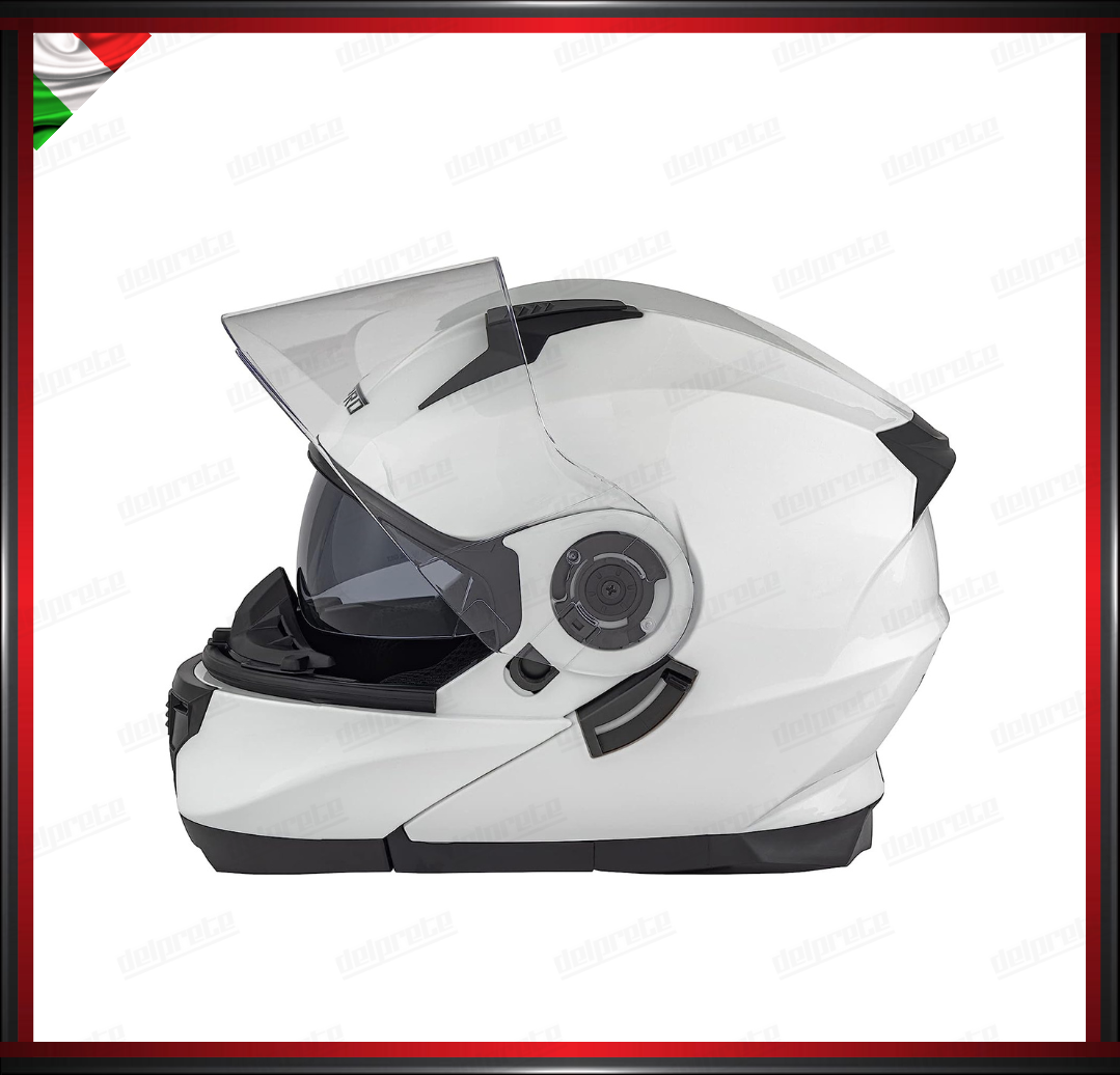 CASCO MODULARE BIANCO APRIBILE MOTO CON VISIERA PARASOLE OMOLOGATO ECE 22-05