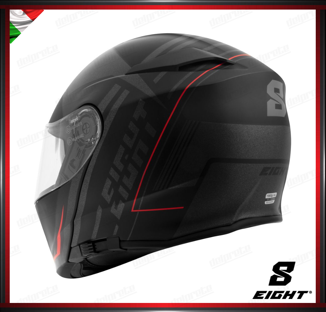 CASCO MODULARE - EIGHT DUAL FACE S550 NERO ROSSO OPACO + PINLOCK