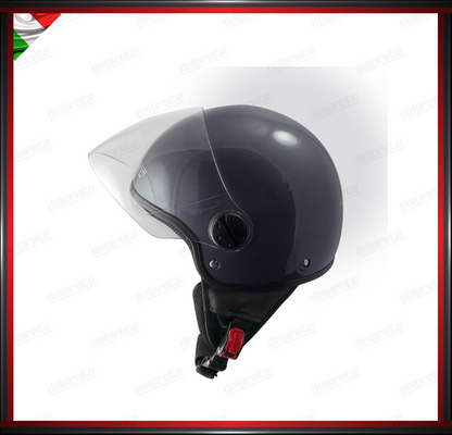 CASCO JET MOTO SCOOTER VISIERA LUNGA GRIGIO SCURO LUCIDO OMOLOGATO ECE 22-05