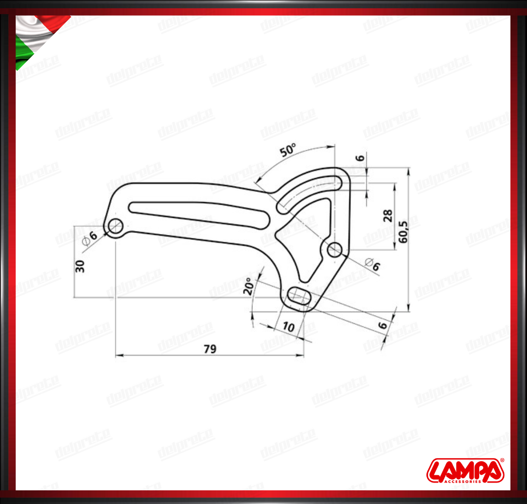 SUPPORTO TARGA LAMPA LATERALE PER CICLOMOTORI SCOOTER MOTORI PIAGGIO SUL CARTER