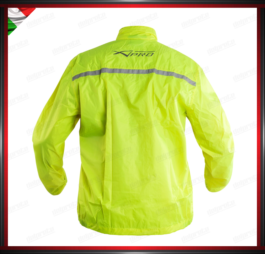 GIACCA MOTO 100% ANTIPIOGGIA ANTIACQUA ANTIVENTO IMPERMEABILE FLUO ALTA VISIBILITA