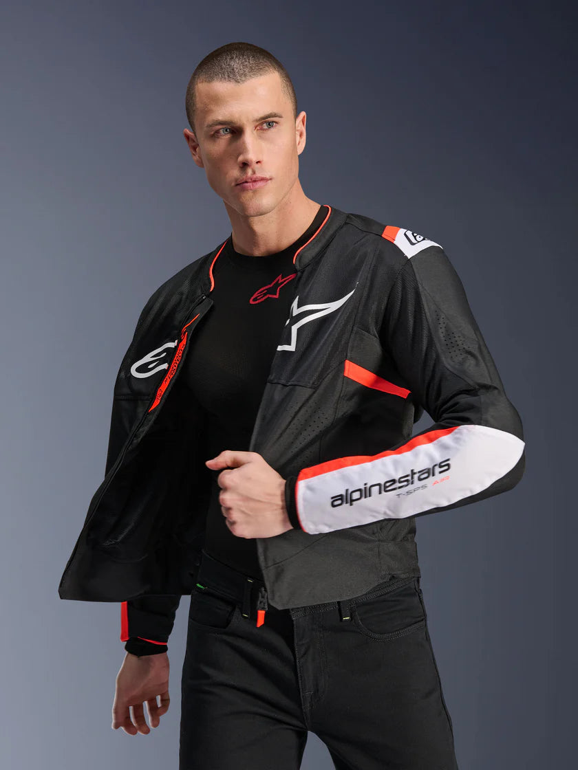 ALPINESTARS - GIACCA MOTO UOMO T-SPS AIR V2 ROSSO E BIANCO IN TESSUTO CON PROTEZIONI