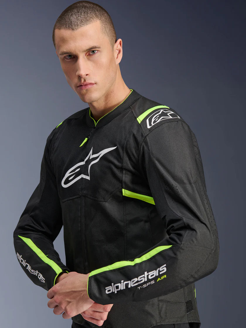 ALPINESTARS - GIACCA MOTO UOMO T-SPS AIR V2 NERO E GIALLO IN TESSUTO CON PROTEZIONI