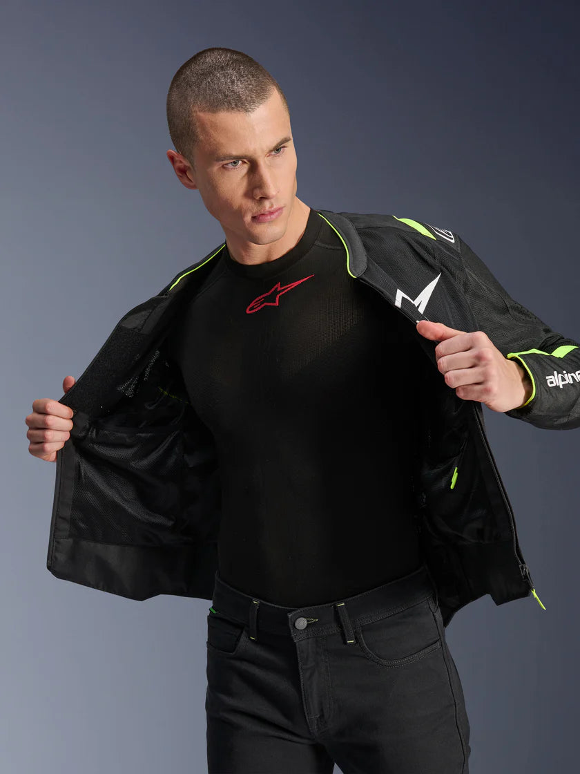 ALPINESTARS - GIACCA MOTO UOMO T-SPS AIR V2 NERO E GIALLO IN TESSUTO CON PROTEZIONI