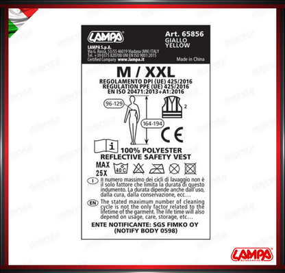 LIFE- VEST LAMPA GIACCA CATARINFRANGENTE PER EMERGENZA GIALLO - OMOLOGATO TAGLIA UNICA