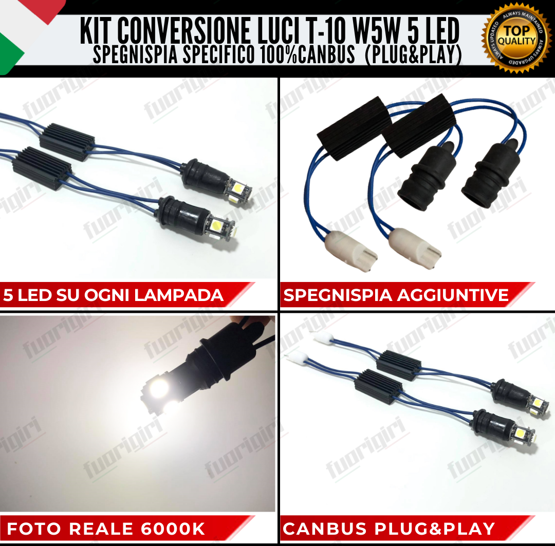 KIT FULL LED PUNTO EVO 12000LM ANABBAGLIANTI ABB- FENDINEBBIA POSIZIONI 6000K